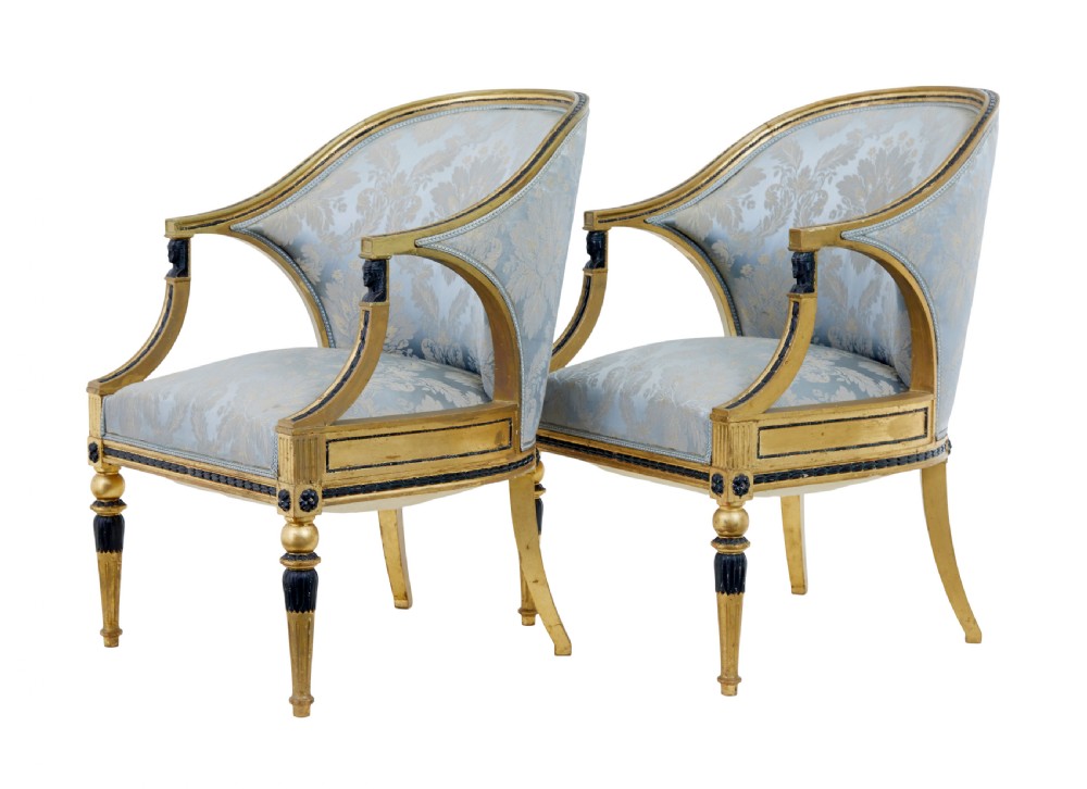 PAIR OF 19TH CENTURY SWEDISH GOTHENBURG GILT ARMCHAIRS View V