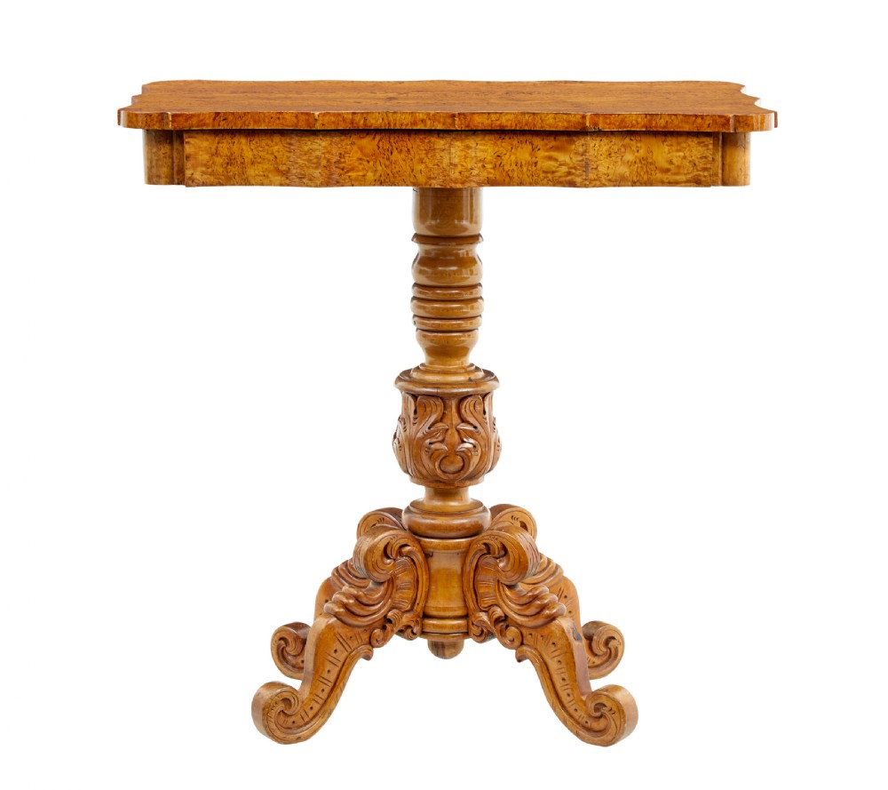 19TH CENTURY SWEDISH BURR BIRCH SHAPED OCCASIONAL TABLE