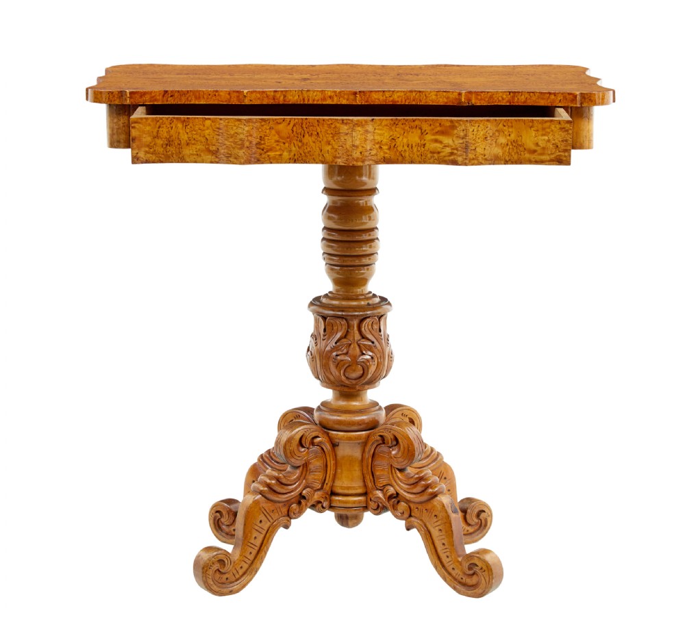 19TH CENTURY SWEDISH BURR BIRCH SHAPED OCCASIONAL TABLE View II