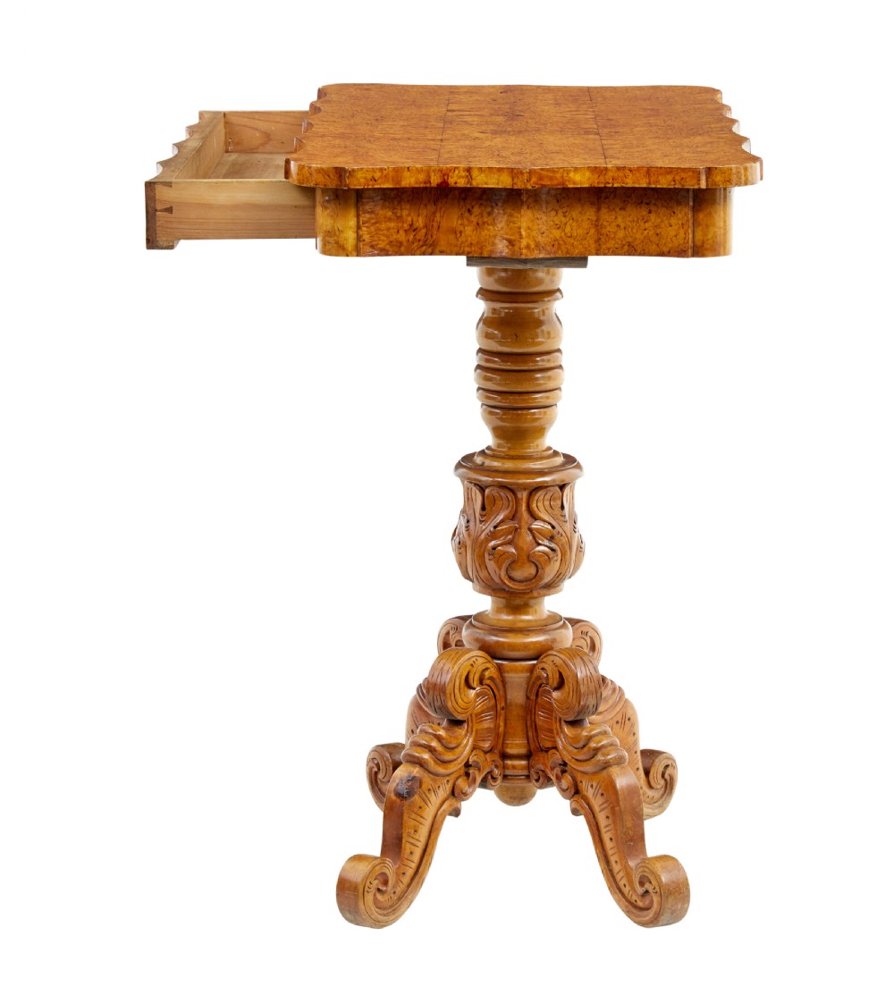 19TH CENTURY SWEDISH BURR BIRCH SHAPED OCCASIONAL TABLE View III