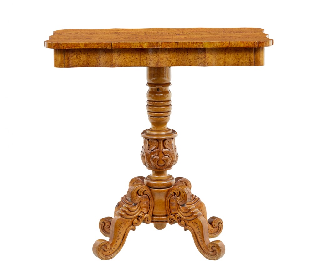 19TH CENTURY SWEDISH BURR BIRCH SHAPED OCCASIONAL TABLE View IV
