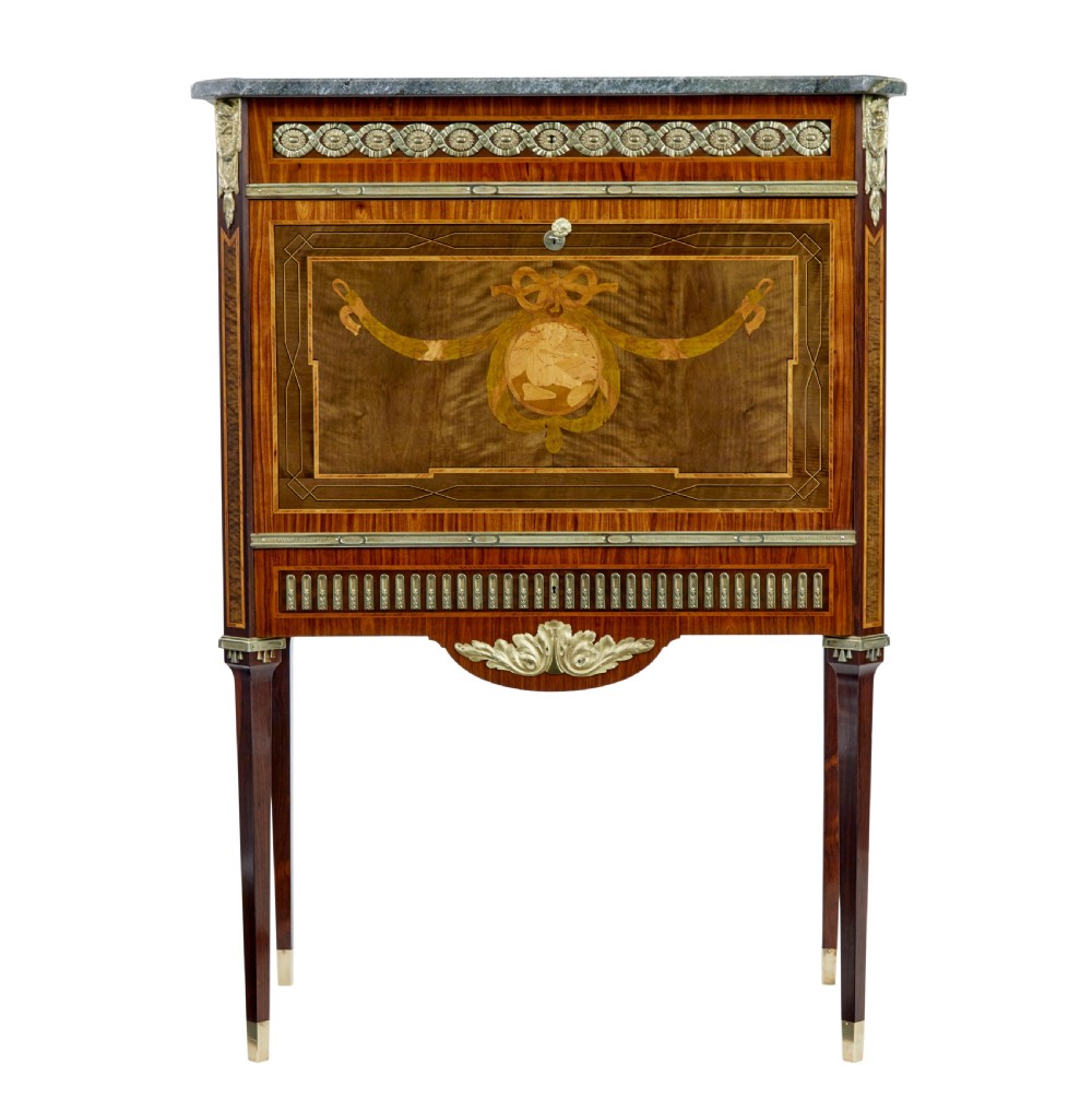 1930’s KINGWOOD INLAID SWEDISH MARBLE TOP SECRETAIRE View II