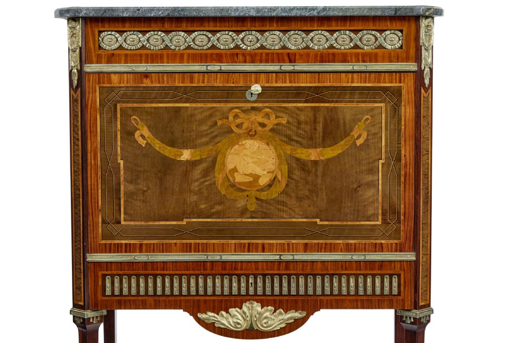 1930’s KINGWOOD INLAID SWEDISH MARBLE TOP SECRETAIRE View VIII