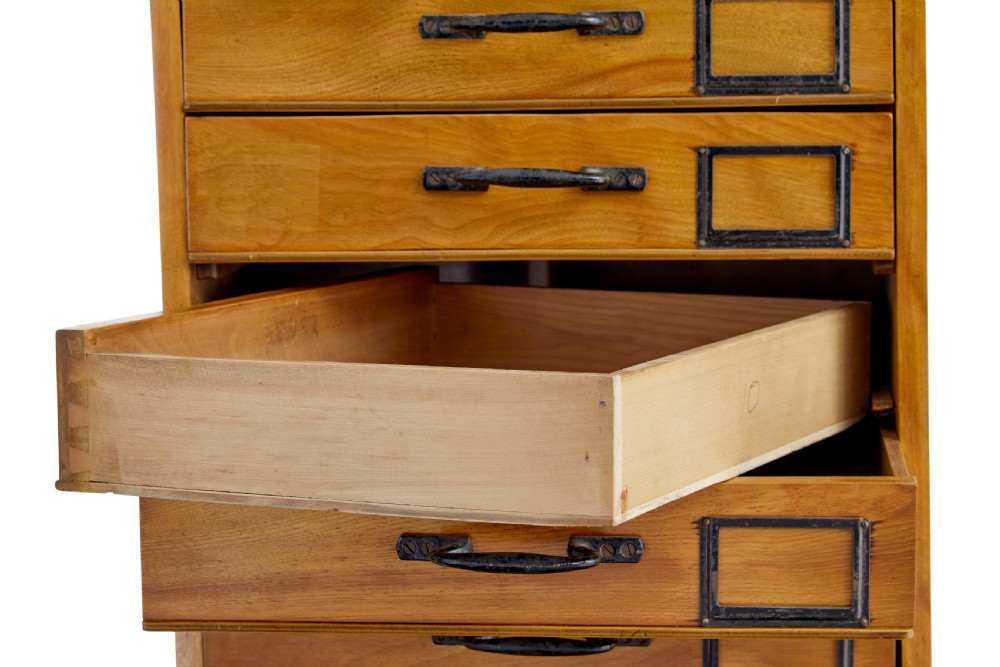 EARLY 20TH CENTURY APOTHECARY FRUITWOOD TALL CHEST OF DRAWERS View IX