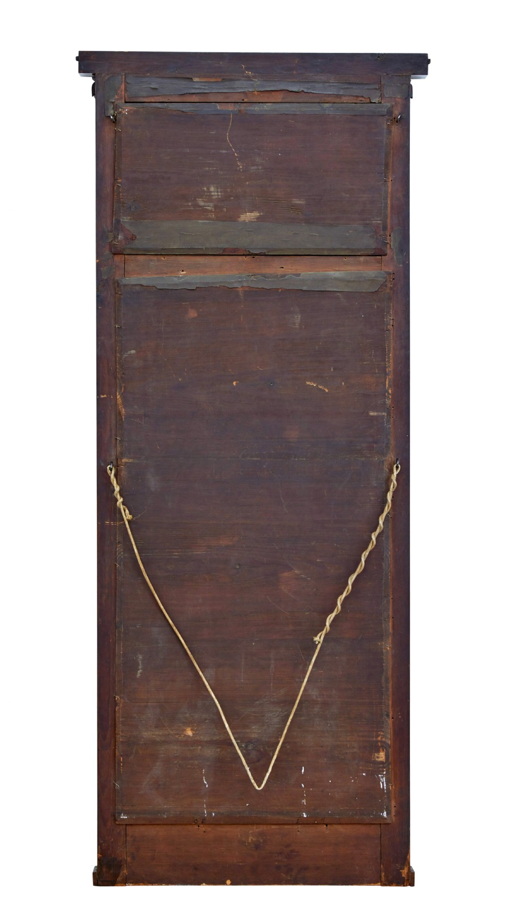 A tall mid 19th-century Danish Empire mahogany pier mirror resting on a matching single-door base cabinet featuring classical column supports. View IV
