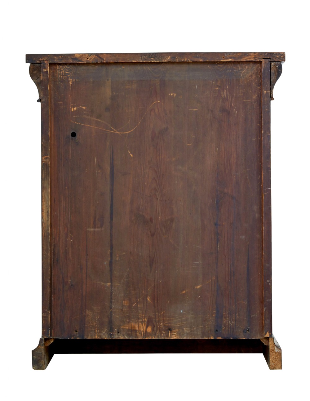 A tall mid 19th-century Danish Empire mahogany pier mirror resting on a matching single-door base cabinet featuring classical column supports. View VI