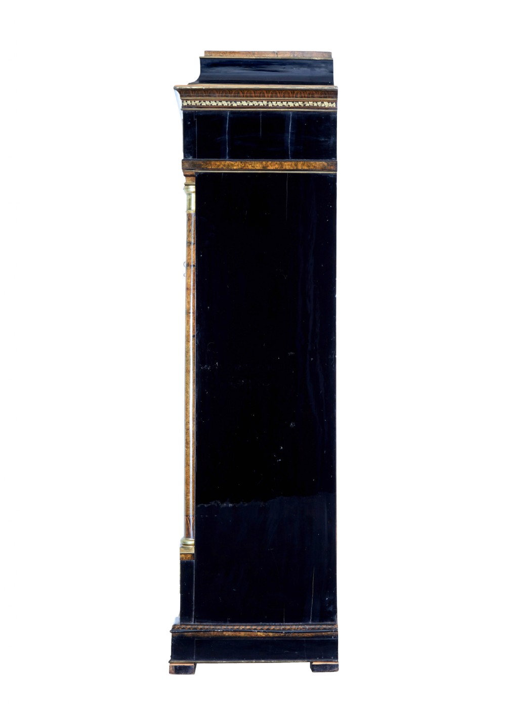 An early 19th-century ebonised birch Biedermeier escritoire featuring gilded bronze mounts, architectural side columns, and multiple cabinet doors. View VII