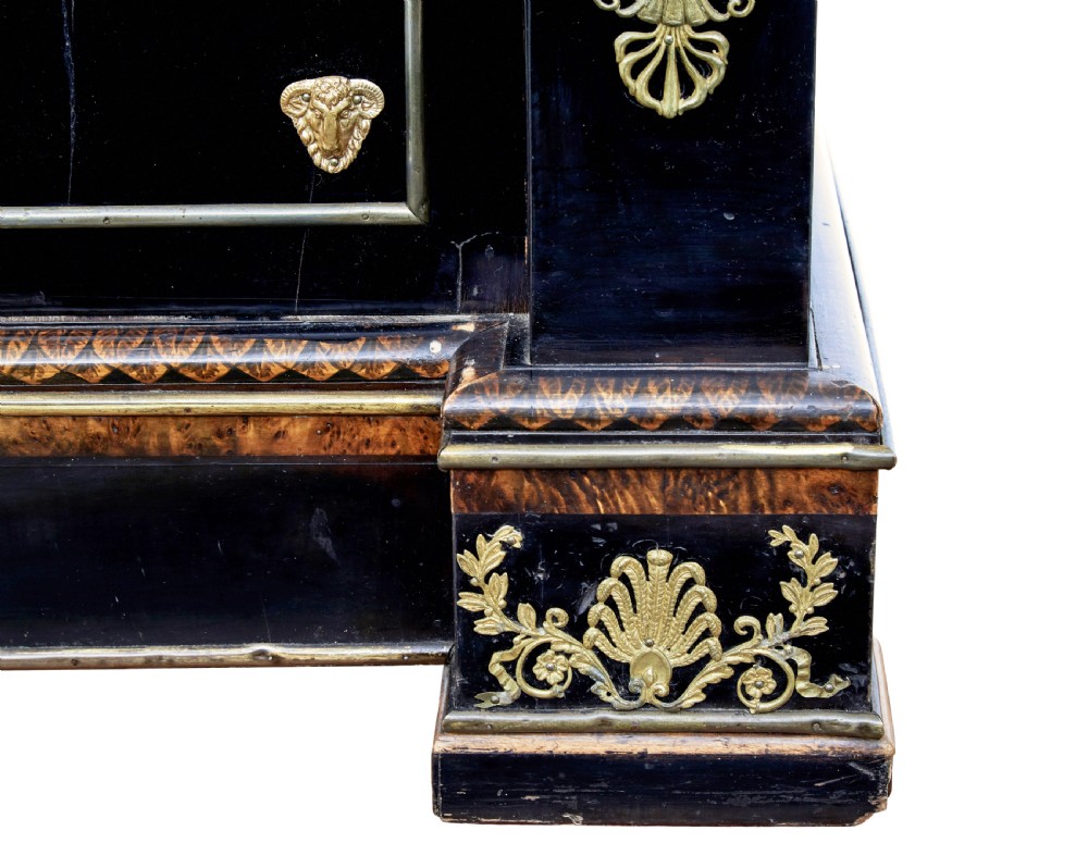 An early 19th-century ebonised birch Biedermeier escritoire featuring gilded bronze mounts, architectural side columns, and multiple cabinet doors. View XXIII