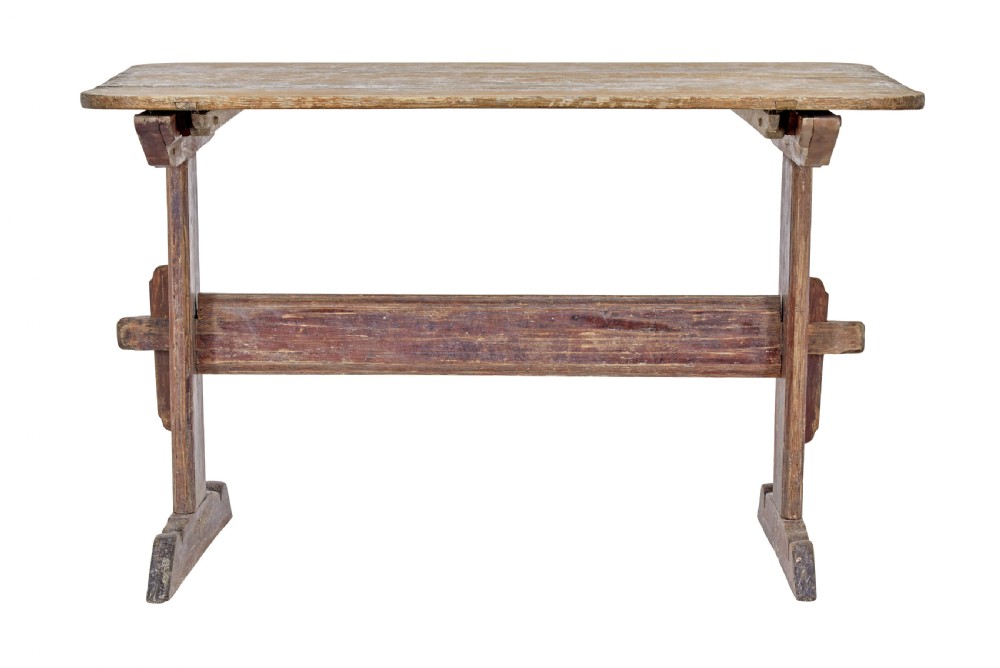 19TH CENTURY RUSTIC SWEDISH PAINTED TRESTLE TABLE View II
