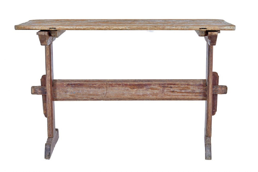19TH CENTURY RUSTIC SWEDISH PAINTED TRESTLE TABLE View IV