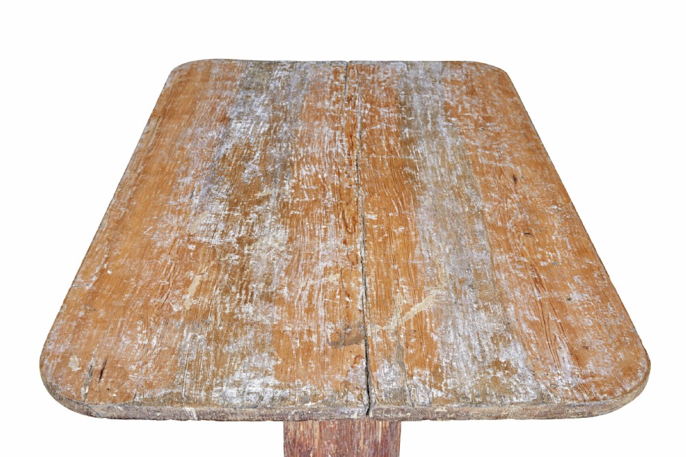19TH CENTURY RUSTIC SWEDISH PAINTED TRESTLE TABLE View V
