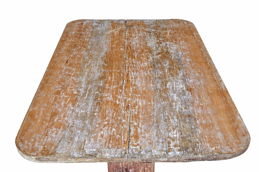 19TH CENTURY RUSTIC SWEDISH PAINTED TRESTLE TABLE View VI