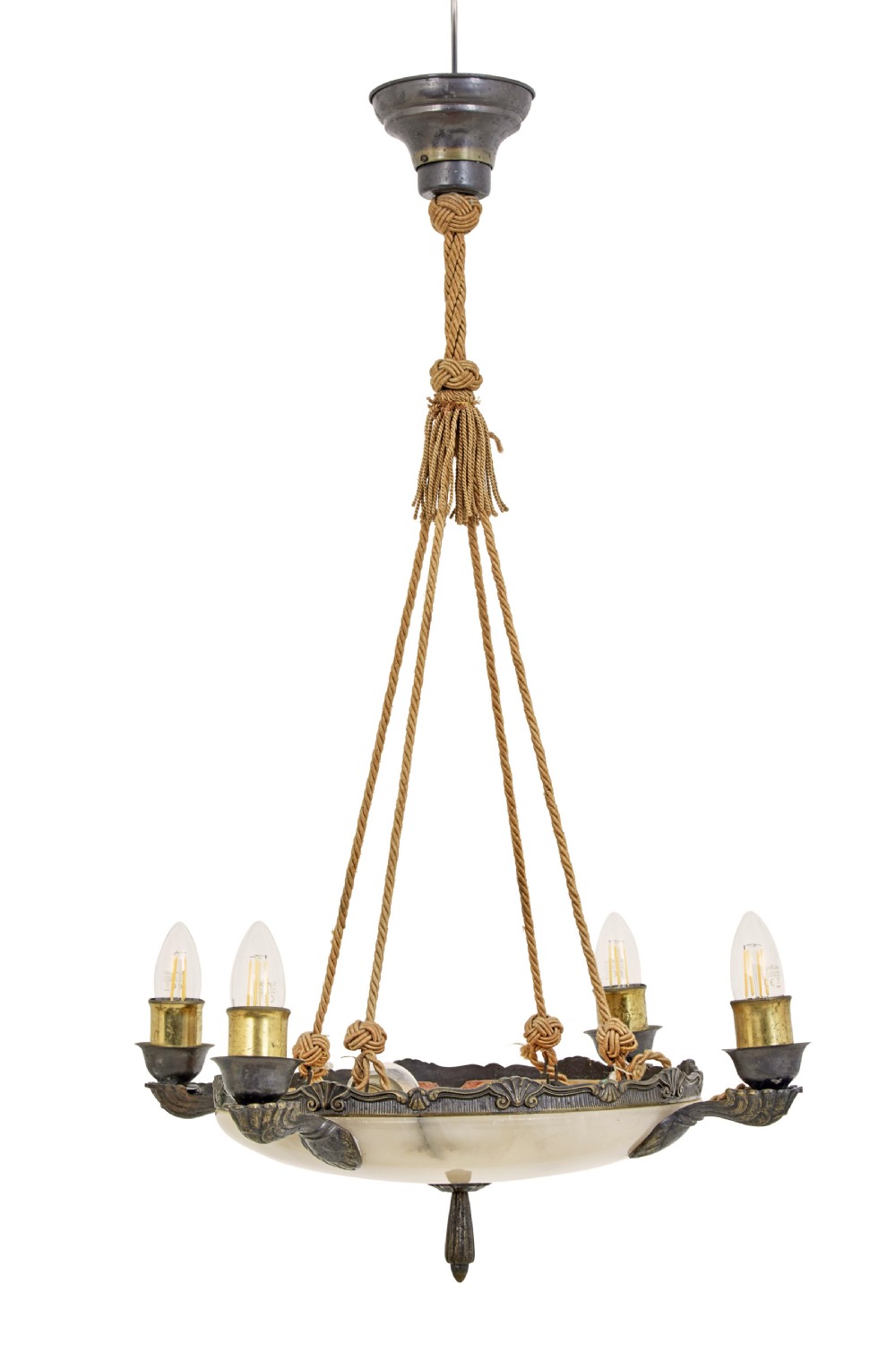 ART DECO ALABASTER 4 ARM CEILING PENDANT LIGHT