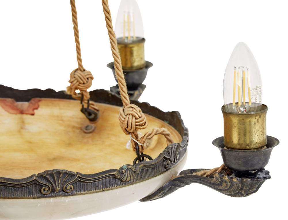 ART DECO ALABASTER 4 ARM CEILING PENDANT LIGHT View II
