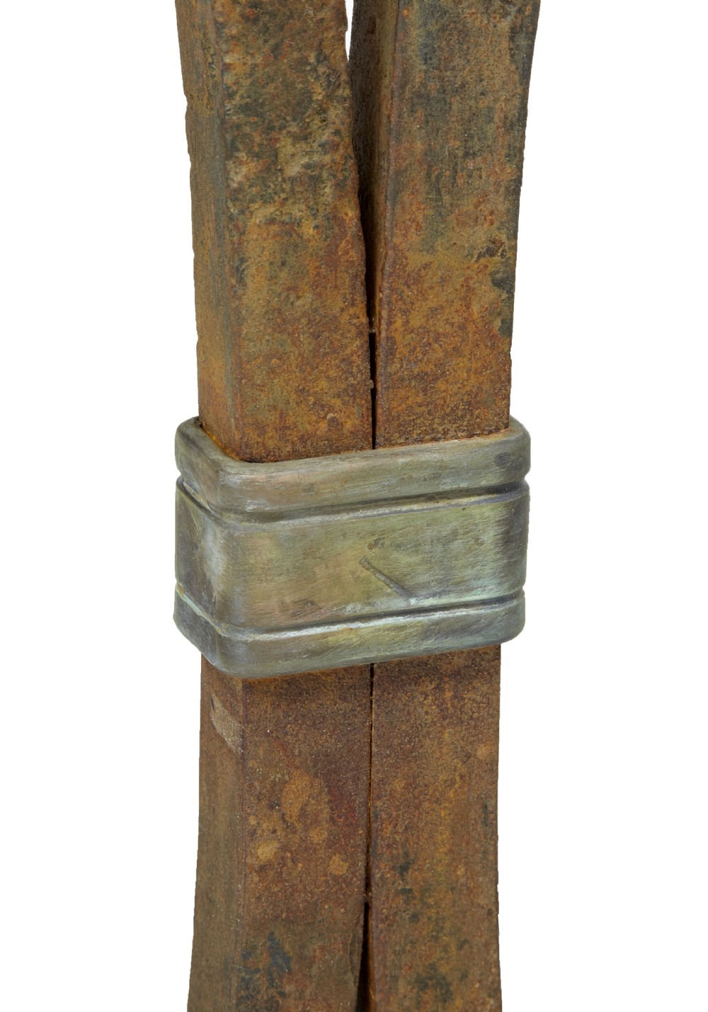 A 1920s French baker table with a thick red marble slab top resting on a scrollwork wrought iron frame. View III