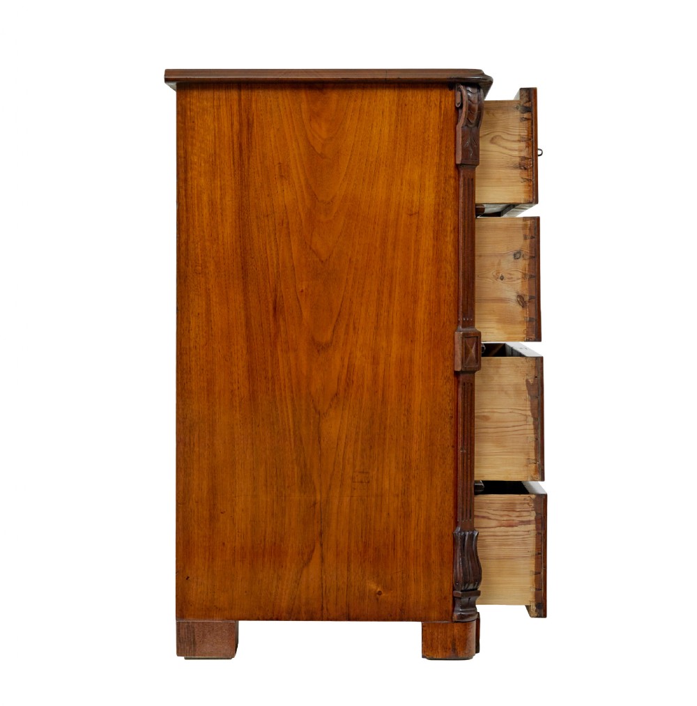 SWEDISH 19TH CENTURY BURR WALNUT CHEST OF DRAWERS View V