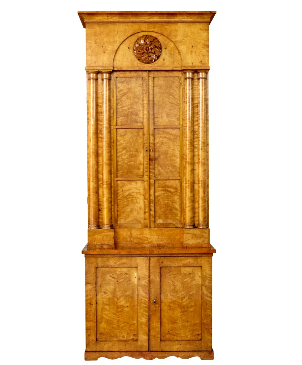 19TH CENTURY ARCHITECTURAL EMPIRE BIRCH CUPBOARD OF LARGE PROPORTIONS View II
