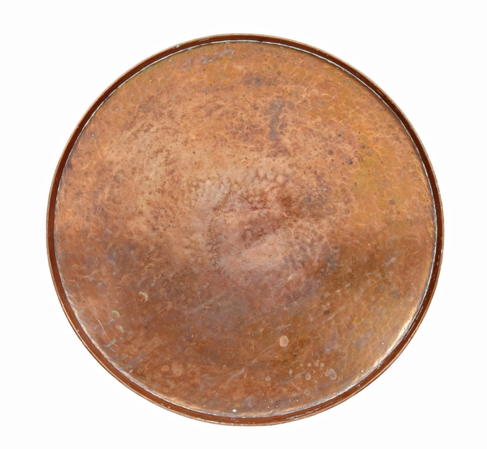 A 19th-century copper log bin featuring a flared, waisted silhouette, rolled rim, and cast brass ring handles. View V