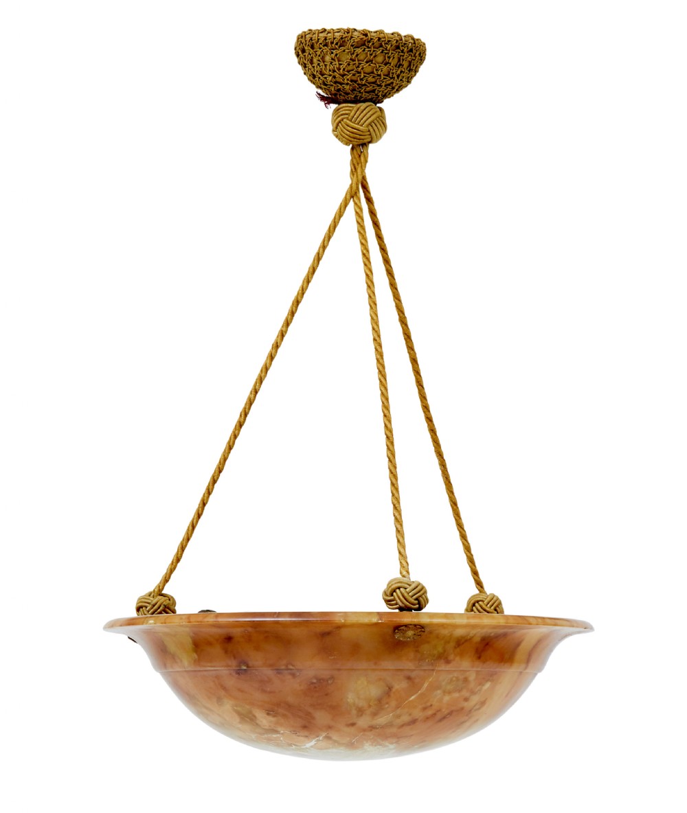 ART DECO ALABASTER HANGING PENDANT LIGHT