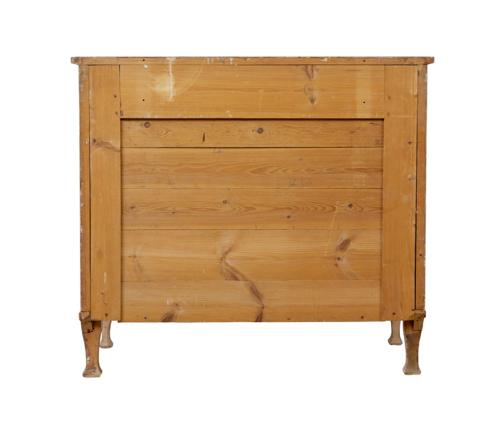A nineteenth-century Swedish painted pine chest featuring three wide drawers with brass handles and a pale beige paint finish. View VI