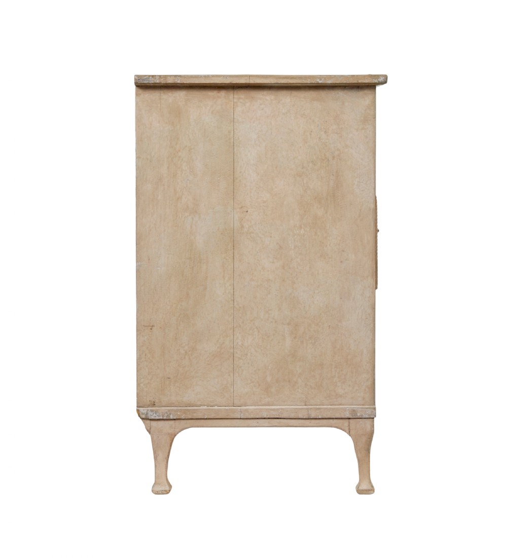 A nineteenth-century Swedish painted pine chest featuring three wide drawers with brass handles and a pale beige paint finish. View VII