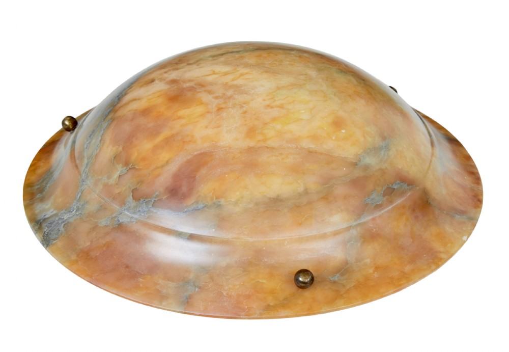 ART DECO CARVED ALABASTER CEILING LIGHT View V