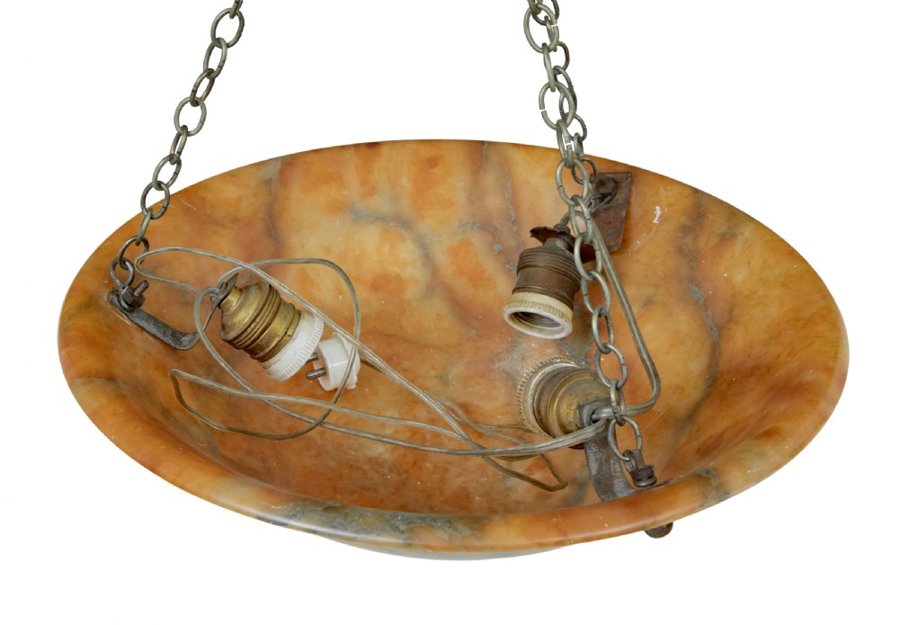 ART DECO CARVED ALABASTER CEILING LIGHT View VI