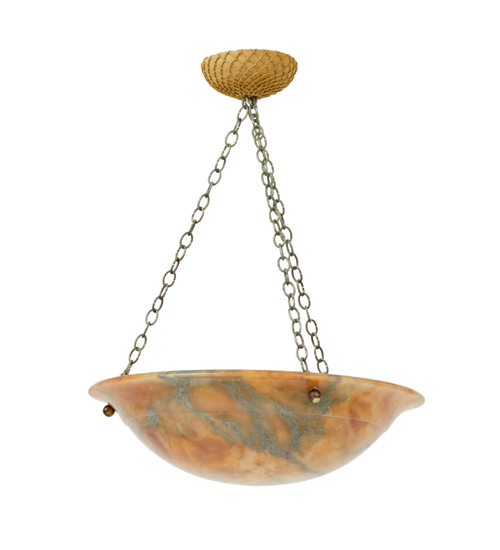 ART DECO CARVED ALABASTER CEILING LIGHT View VII