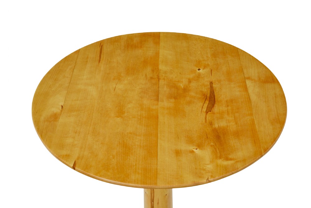 A pair of 19th-century Swedish light birch side tables featuring circular tops supported by turned central pedestals and tripod legs. View VII