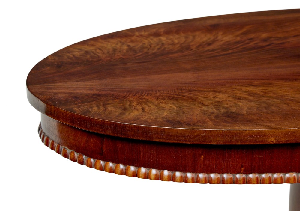19TH CENTURY SCANDINAVIAN FLAME MAHOGANY OVAL TABLE View VII