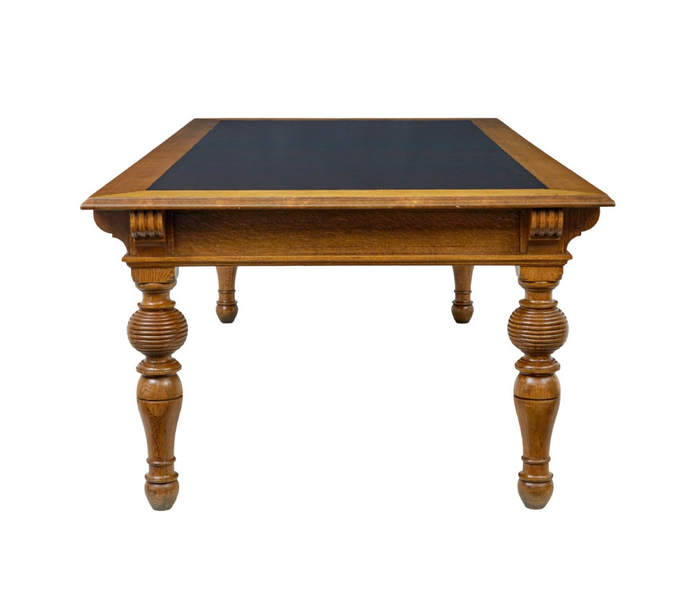 LARGE 19TH CENTURY CARVED OAK LIBRARY TABLE View IV