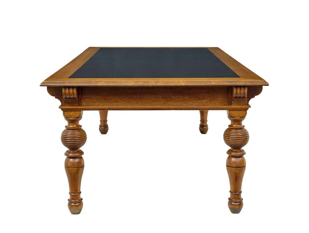 LARGE 19TH CENTURY CARVED OAK LIBRARY TABLE View VI