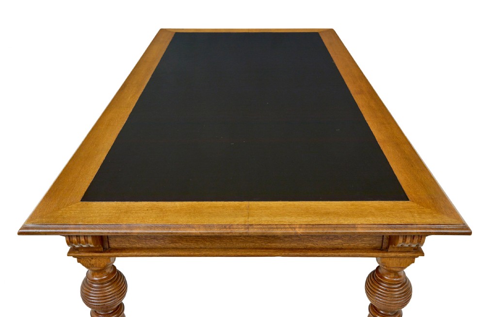 LARGE 19TH CENTURY CARVED OAK LIBRARY TABLE View VII