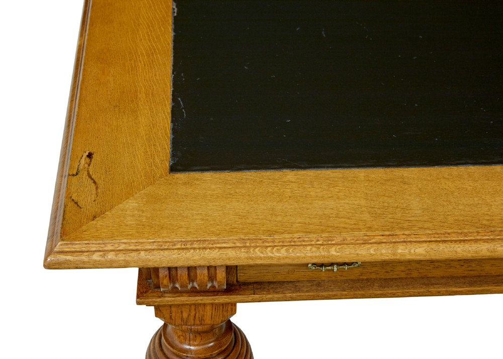 LARGE 19TH CENTURY CARVED OAK LIBRARY TABLE View VIII
