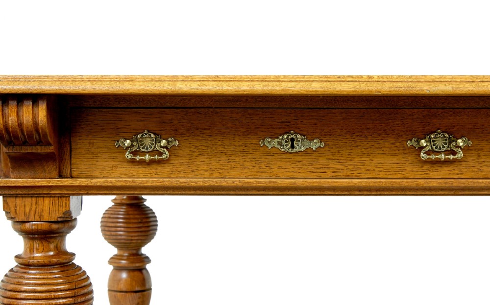 LARGE 19TH CENTURY CARVED OAK LIBRARY TABLE View X