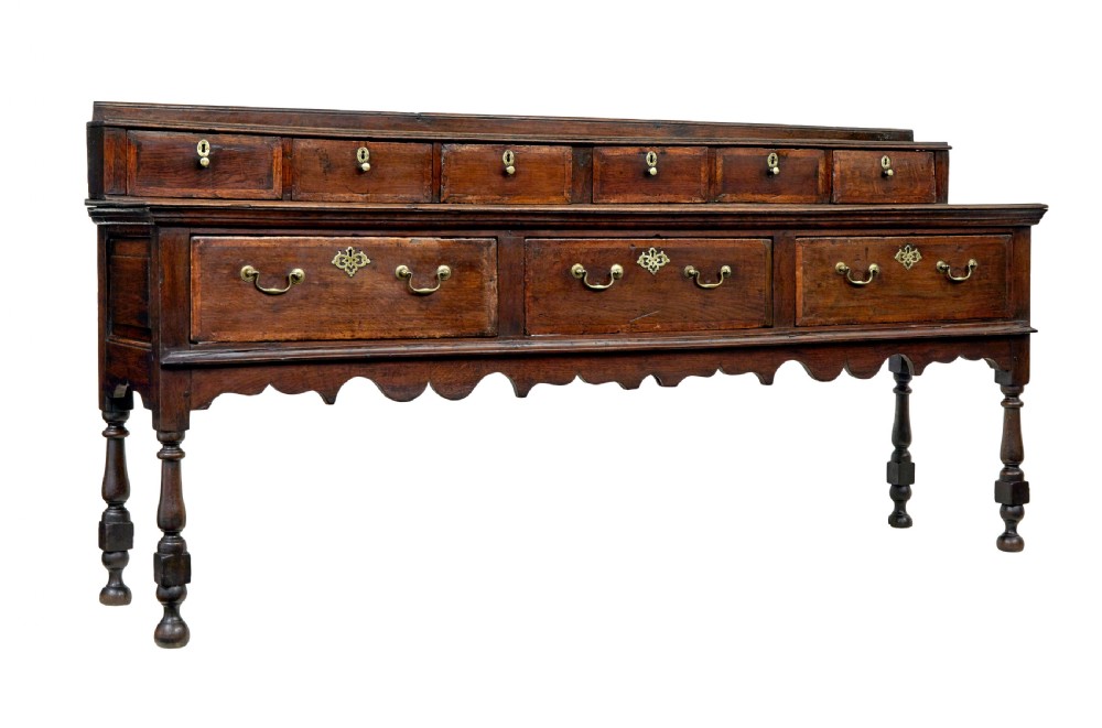 GEORGIAN 18TH CENTURY OAK DRESSER BASE AND SPICE DRAWERS