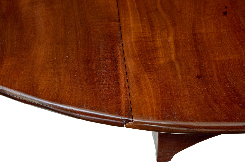 An eighteenth-century dark mahogany oval drop-leaf dining table featuring cabriole legs with carved knees and claw-and-ball feet. View III