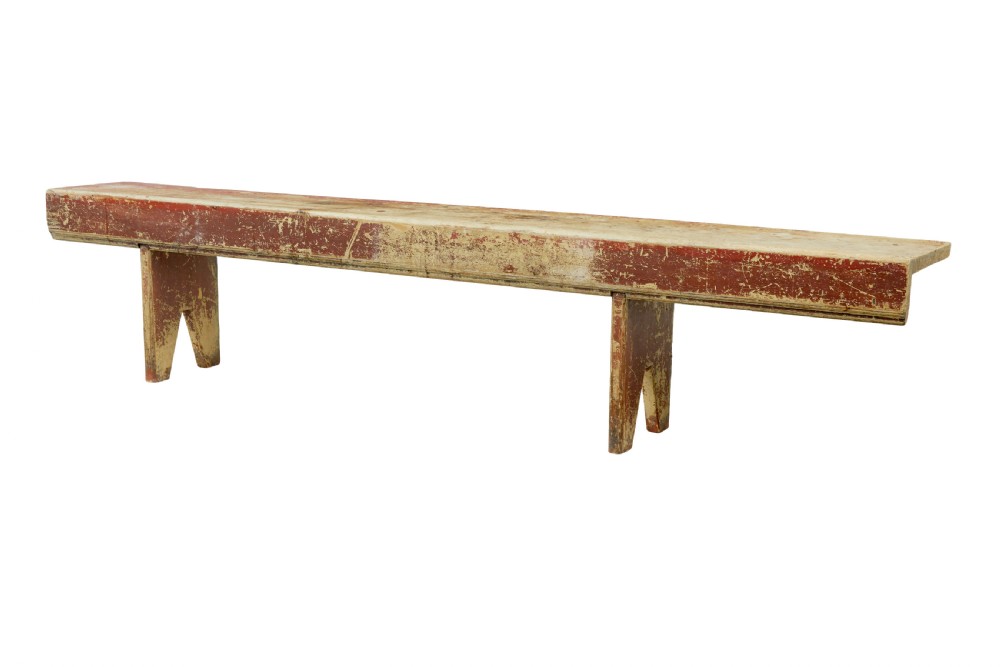 SWEDISH 19TH CENTURY PAINTED PINE KITCHEN BENCH