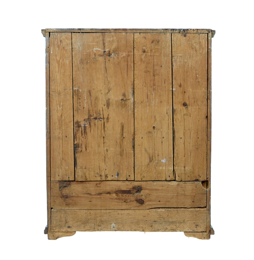 A 19th-century Swedish pine cupboard featuring a painted light blue distressed finish, double panelled doors, and top iron latch. View VIII