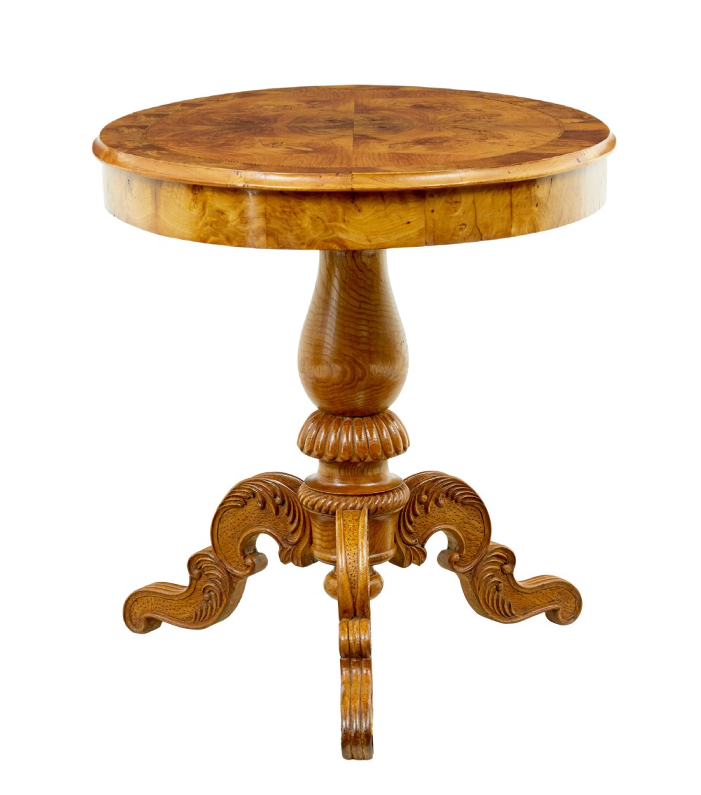 19TH CENTURY HAND CARVED AND INLAID ELM SIDE TABLE View II