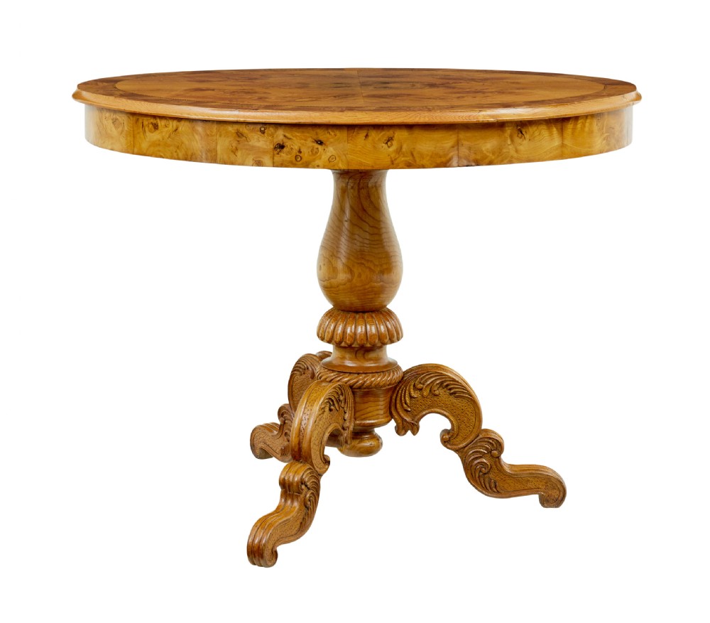 19TH CENTURY HAND CARVED AND INLAID ELM SIDE TABLE View III