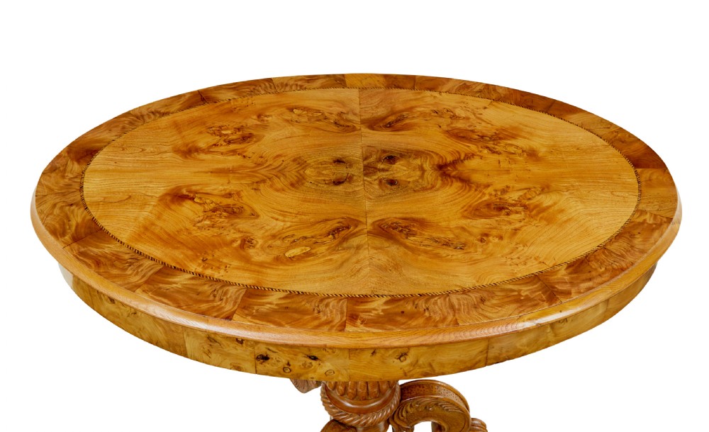 19TH CENTURY HAND CARVED AND INLAID ELM SIDE TABLE View IV