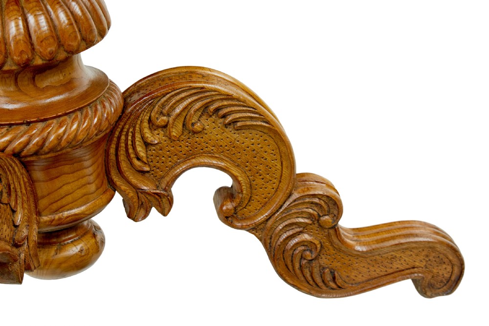19TH CENTURY HAND CARVED AND INLAID ELM SIDE TABLE View VII