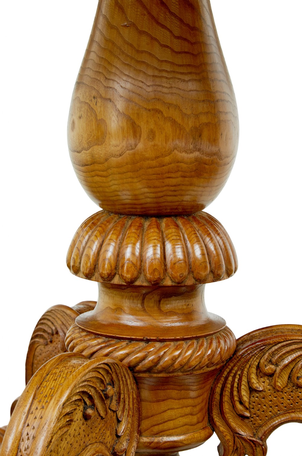19TH CENTURY HAND CARVED AND INLAID ELM SIDE TABLE View IX
