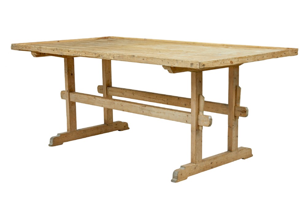 19TH CENTURY SWEDISH PINE TRESTLE BAKERS TABLE View II