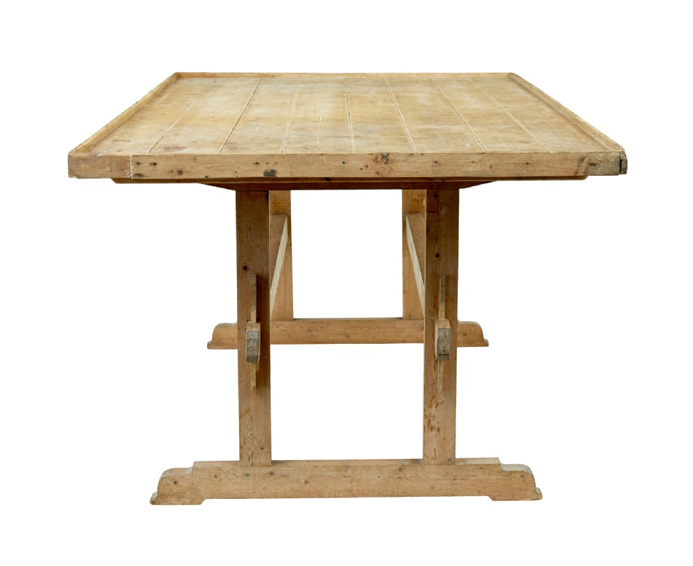 19TH CENTURY SWEDISH PINE TRESTLE BAKERS TABLE View III