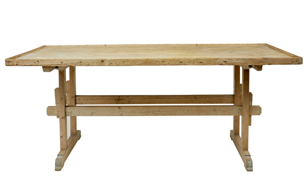 19TH CENTURY SWEDISH PINE TRESTLE BAKERS TABLE View V