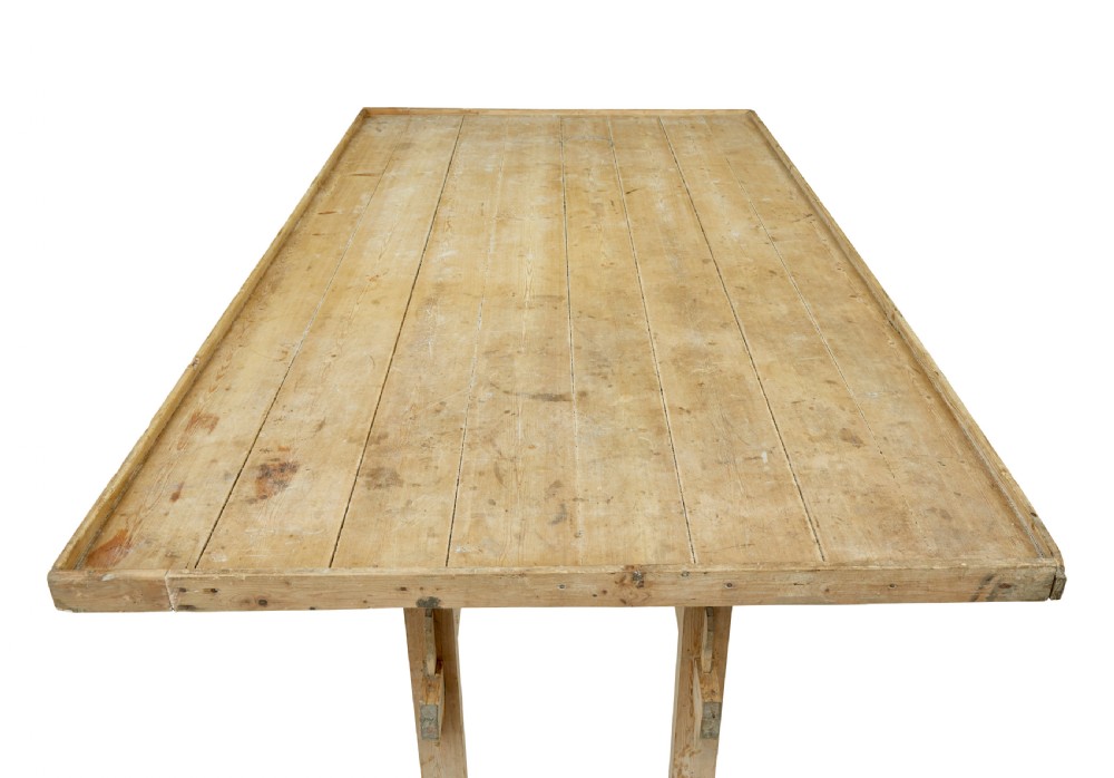19TH CENTURY SWEDISH PINE TRESTLE BAKERS TABLE View VII