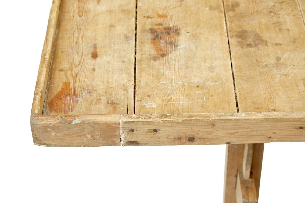 19TH CENTURY SWEDISH PINE TRESTLE BAKERS TABLE View VIII