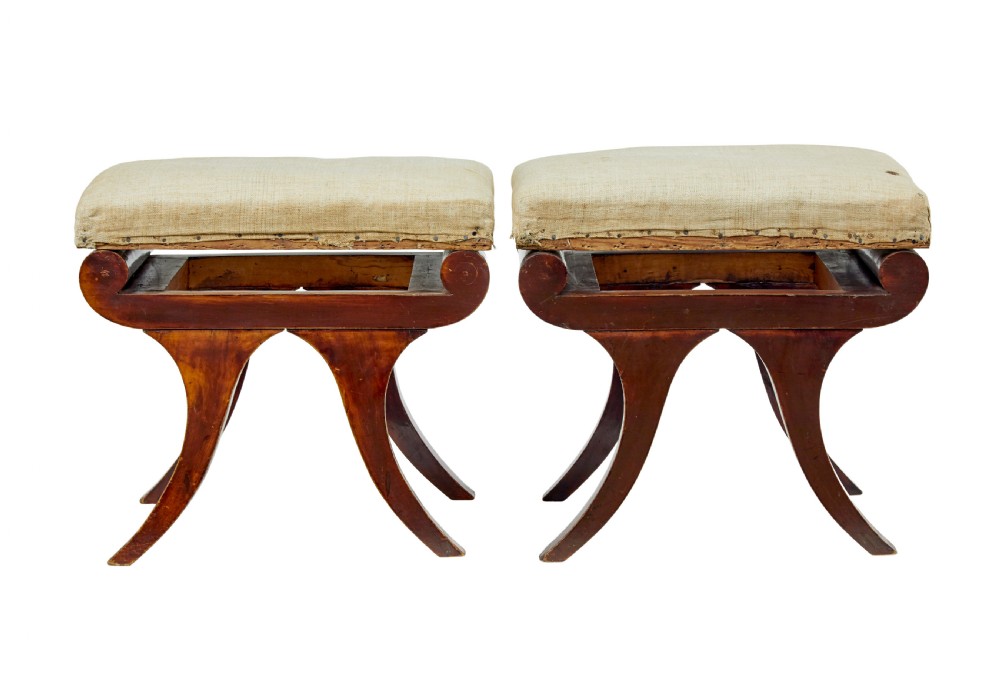 PAIR OF MID 19TH CENTURY SCANDINAVIAN EMPIRE STOOLS